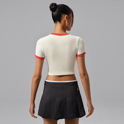 Women's Jordan T Shirts Women's Ecru Crew Neck Moderate