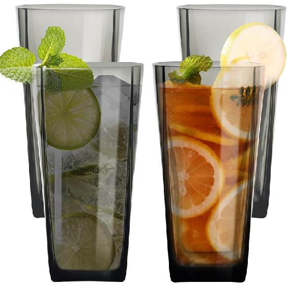 Plastic Tumblers Cups, [UNBREAKABLE Acrylic] Plastic Water Tumbler Drinking Glasses, 13-Ounce Set of 4, Shatter-Proof, Dishwasher Safe, BPA Free,