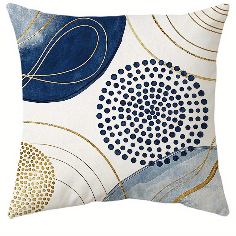 1/4pcs Blue Gold Leaf Patterned Pillowcases Sofa cushion cover home bedroom room decoration