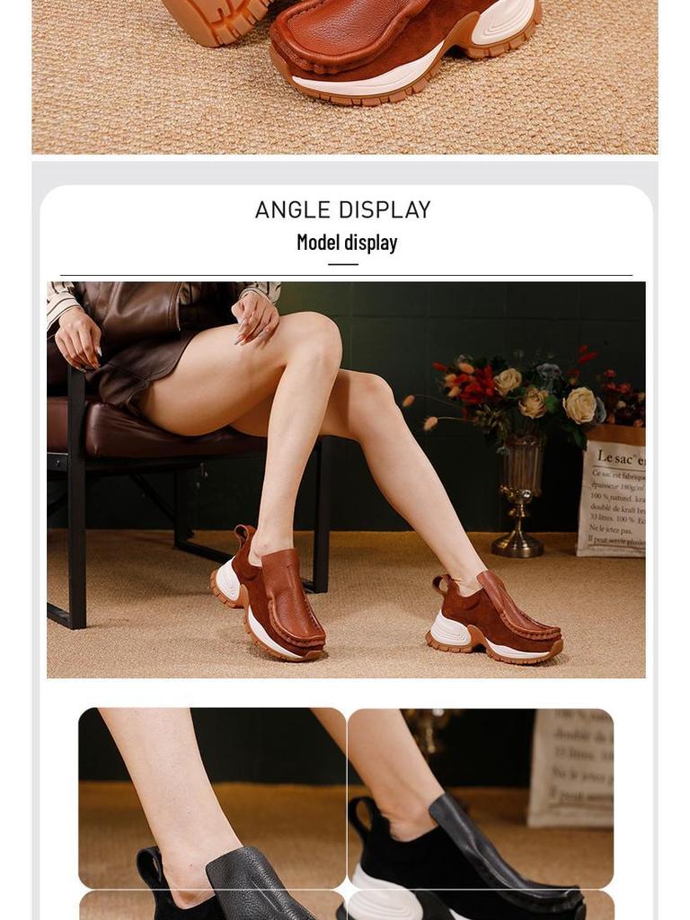 2025 Autumn Women's Luxury Slip-On Sneakers - Premium Cowhide Casual Shoes