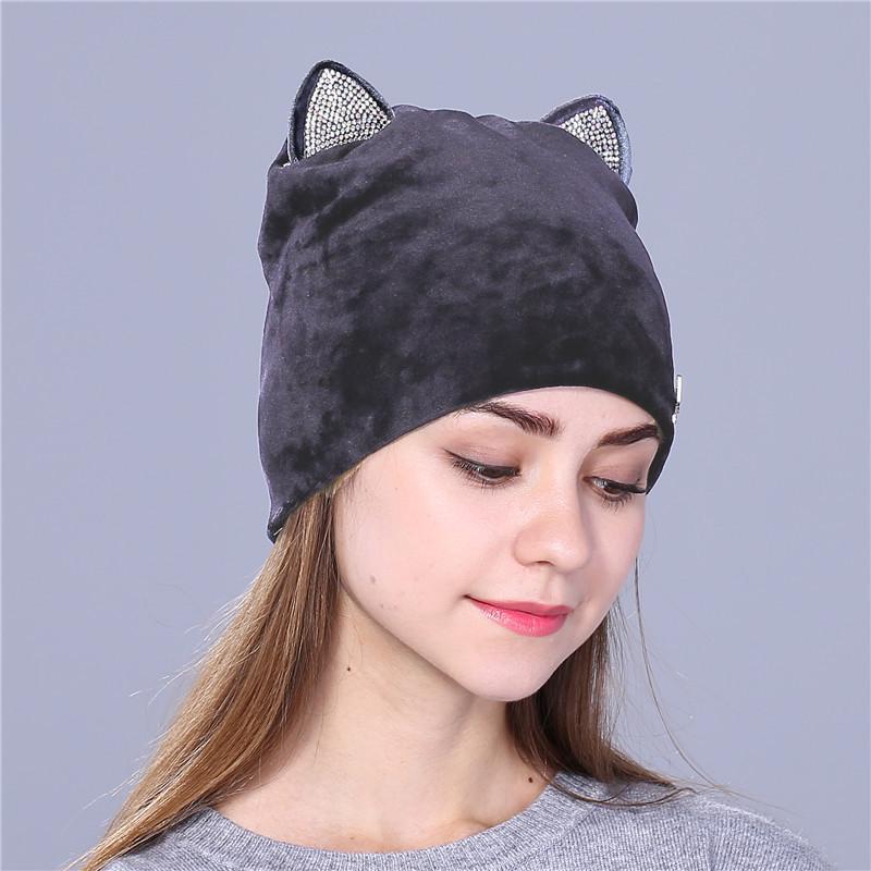 European American Trade French Velvet Cute Cat Ear Pullover Hat - Cross-border Spring Fashion