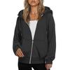 Women's Fashionable Loose Fleece Hooded Casual Cardigan With Zipper Sweatshirt