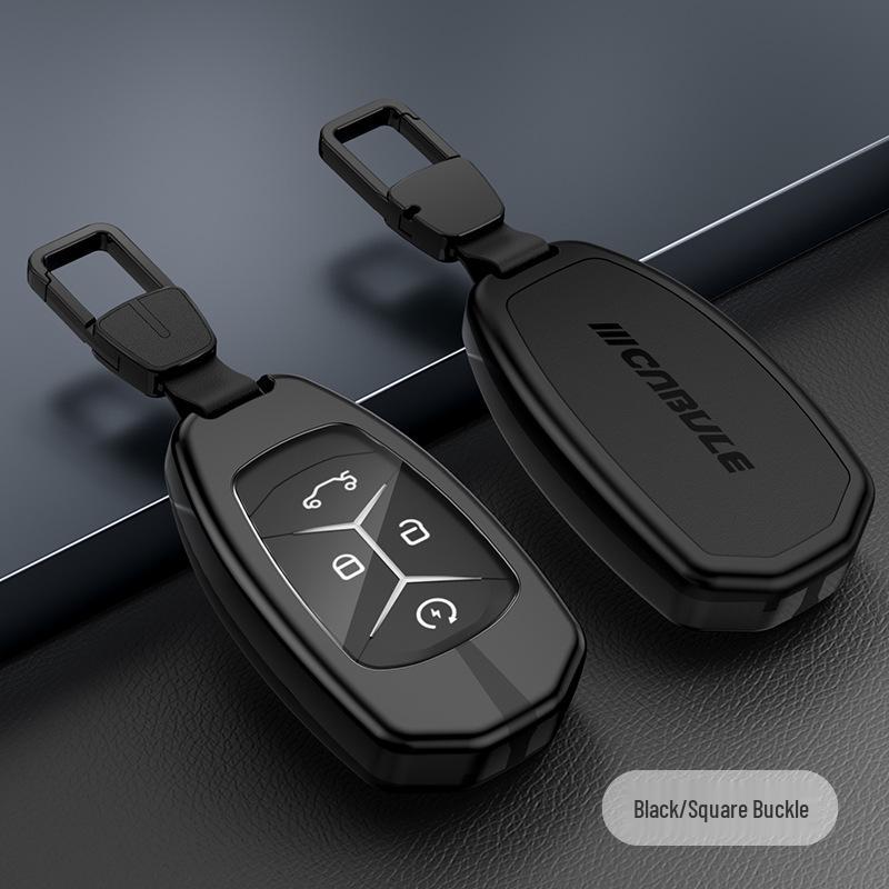 Compatible with Lynk & Co 03: Alloy Key Case, Metal or Leather Key Shell with Buckle and Rope.