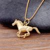 Nidin New Arrival Horse Pendant Fashion Party Wedding Jewelry for Women Men Lucky Running Horse Chain Gold Plated Necklace Gift