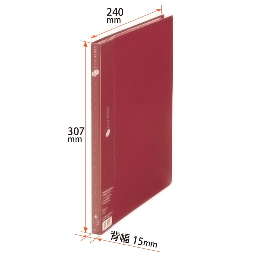 Plus File Clear File Super Economy A4 Vertical 20 Pockets Red 10-Pack FC-122EL 88-422×10