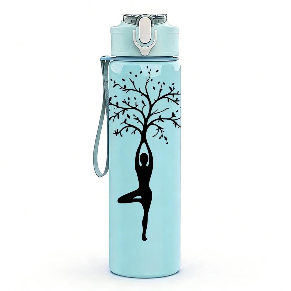 1PC Lady Silhouette Tree Silhouette Print 750ml Color Plastic Sports Water Bottle Leakproof Flip Straw Lid Suitable for Sports Office Home Use