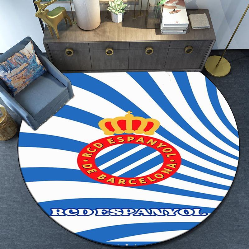 Real Sociedad Crest Design Round Rug for Livingroom,Bedroom, Palyroom, Chair Rug, Area rug, Circle Carpet, Large Size Fan Christmas gift