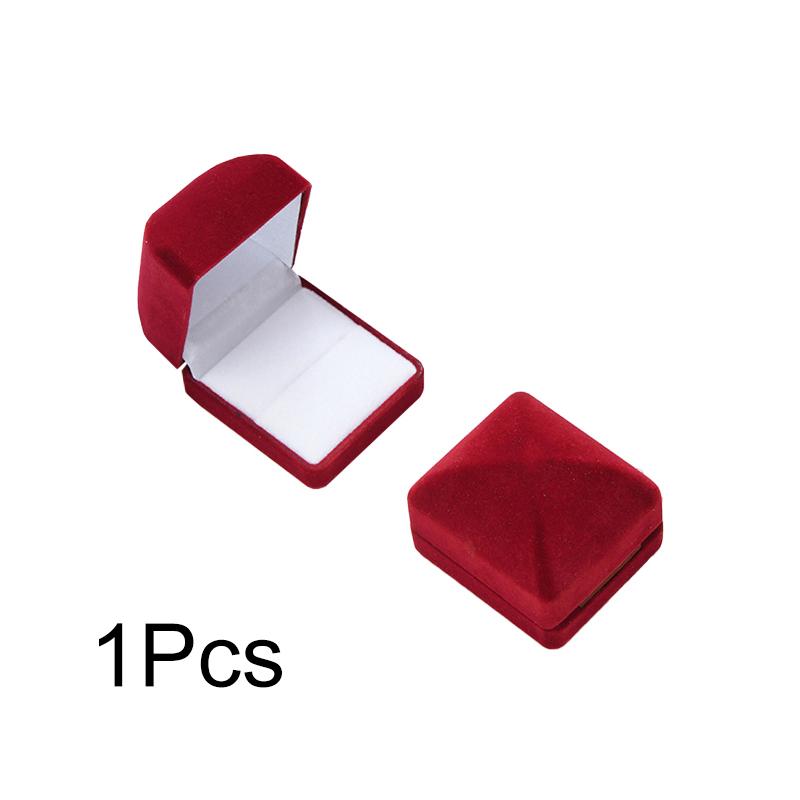 1Pc Jewelry Case Solid Color Wedding Fashion Velvet Storage Organizer Showcase Ring Box Engagement Gift