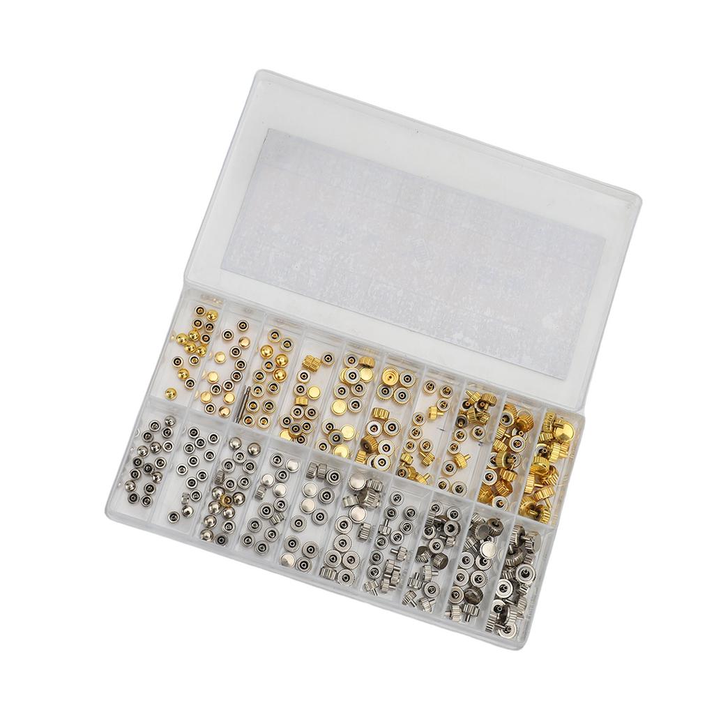 300pcs Stainless Steel Watch Crown Set Replacement Parts Watch Crown for Professional Watchmaker Watch Repairers