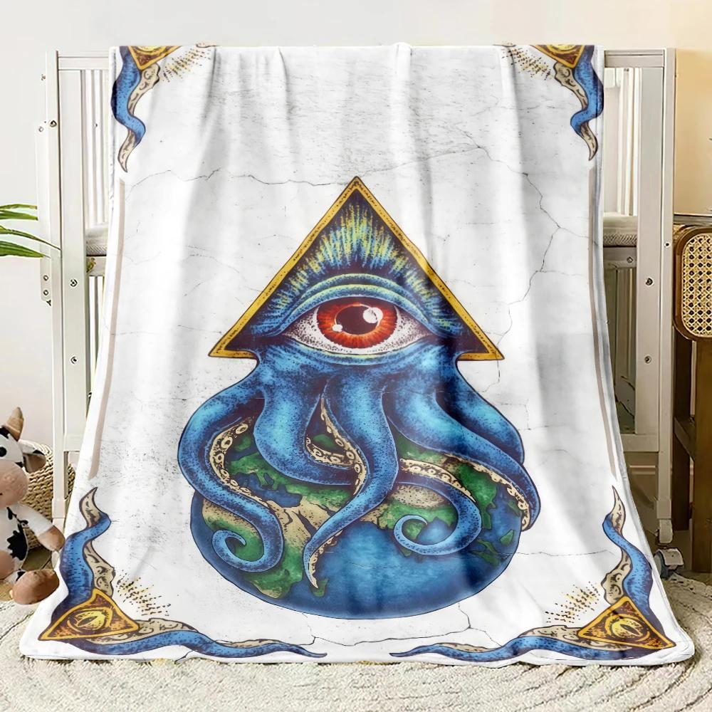 The Eye of The Demon Flannel Thin Blanket Soft Warm Blanket for Bedroom Living Room Bed Travel Camping Picnic Gift Customizable