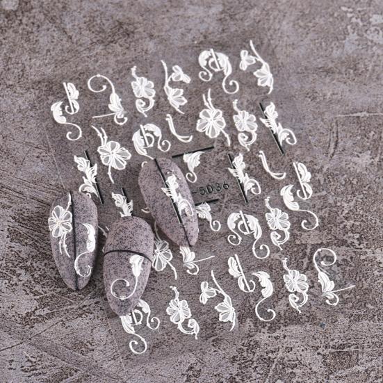 Yousheng Geprägter Nagelsticker Blumen-Abziehbild DIY Nagelkunst Dekoration Frühling Sommer Blume Nageldekoration Sticker Nagelzubehör