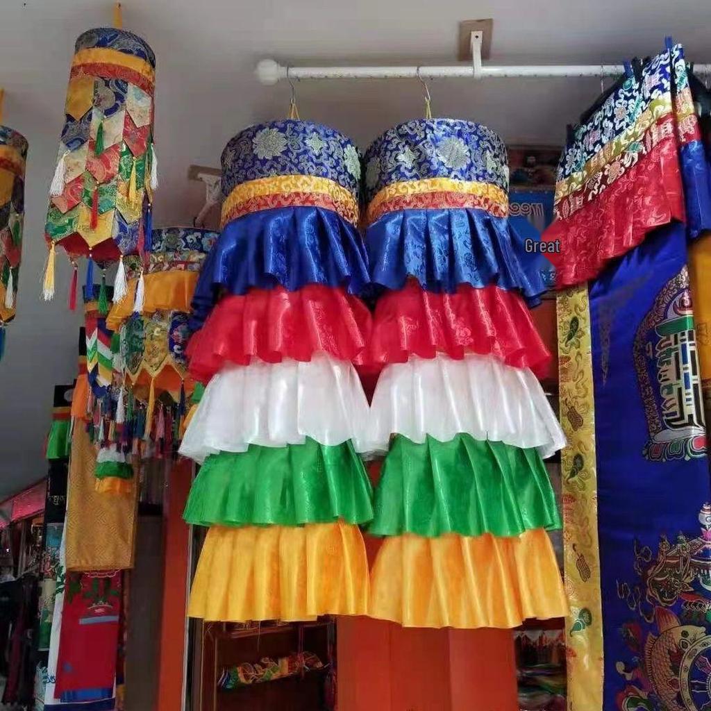 Tibetan Five-Colored Victory Banner Curtains - Buddhist Hall Wall Hanging Decoration