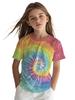 Girls Rainbow Tie-Dye T-Shirt 3D Printed Soft Breathable Summer Top