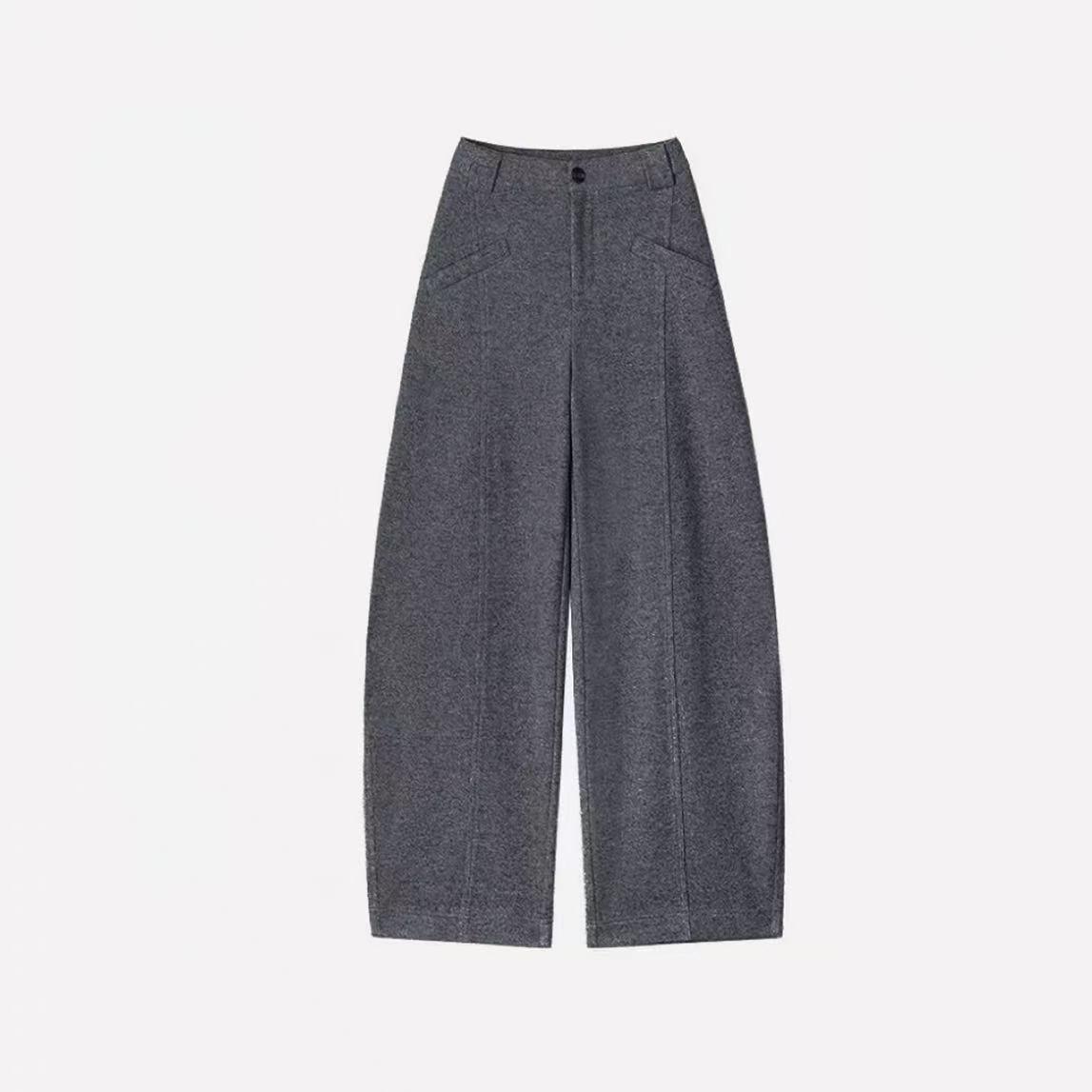 

Women s Brown Woolen Wide-Leg Winter Pants - Thick, Warm, Soft, Slimming Casual Fit XL (130-150 lbs) - Ships in 5 days темно-сірий
