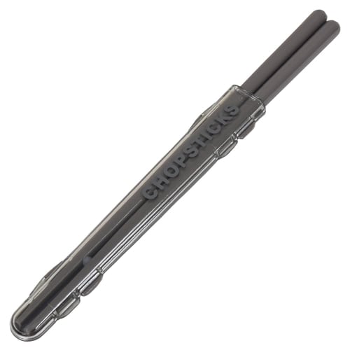 Yellow Studio Monochrome Plastic Chopsticks & Half Case, Charcoal Gray, Made In Japan, Dishwasher Safe