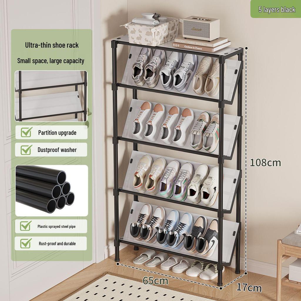 Multi-Layer Wall-Mounted Shoe Rack for Entryway or Hallway