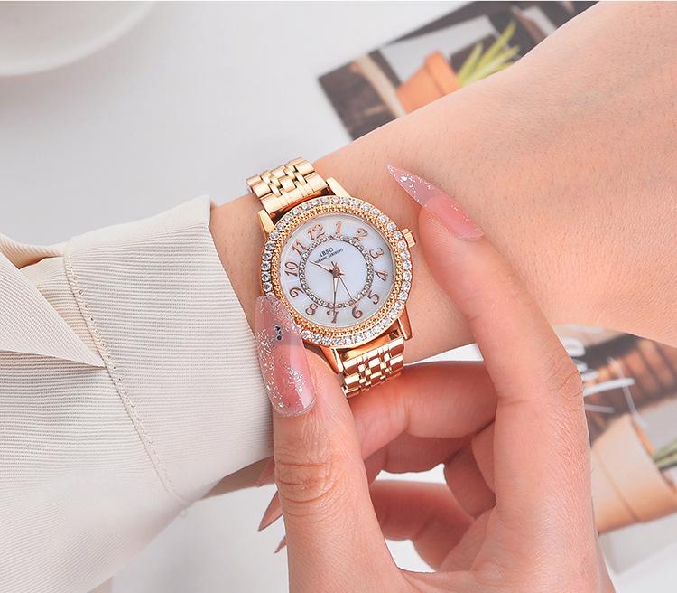 Watch Female Waterproof Digital Display Diamond-Encrusted Steel Belt Female Watch