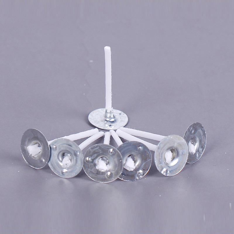50-Piece Pack of Tightly Woven Candle Wicks with Galvanized Base, Sized 2.6-20cm and Wax Core for Ghee Lamps