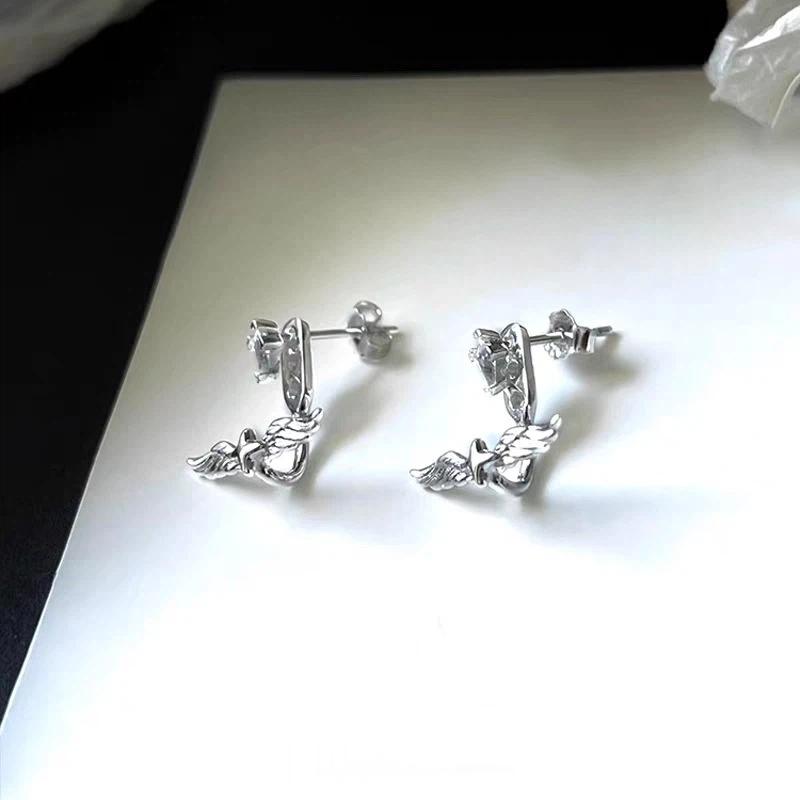 1 ks Kreativní náušnice andělská křídla Y2K Cool zadní závěsná náušnice pro ženy Módní odnímatelný šperkový doplněk Dárek