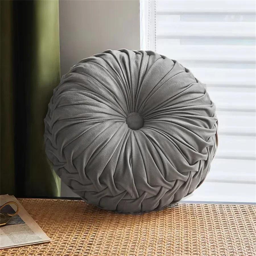 Velvet Pillow Round Pumpkin Seat and Back Cushions Lumber Support for Sofas Chairs Beds Cars Colorful Floor Cushions Home Decor