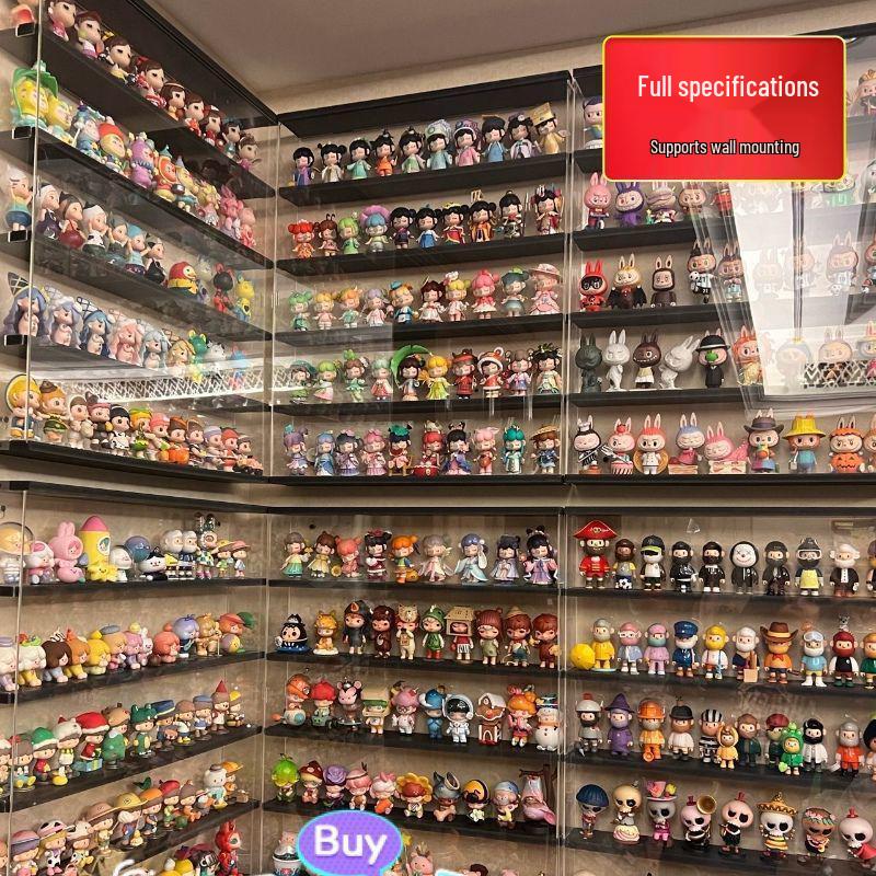 Multi-layer Black Wall-mounted Display Rack for Dolls, LEGO, Hand-made Figures, and Pop Mart Blind Box Molly