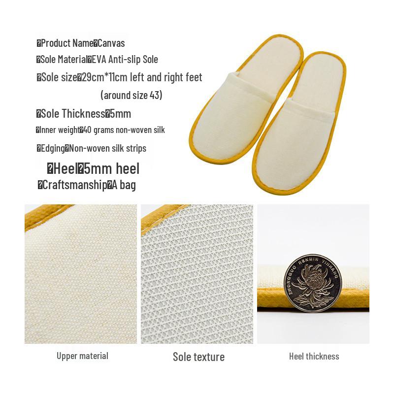 Jednorázové lněné pantofle pro hotely, B&B, salony a cestování