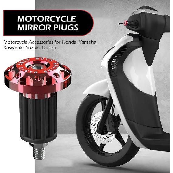 2 PCS Motorcycle Bar End Plug, Aluminum Alloy Handlebar Grip End Caps for Electric Car Scooters, Off-Road Motorcycles (Red)
