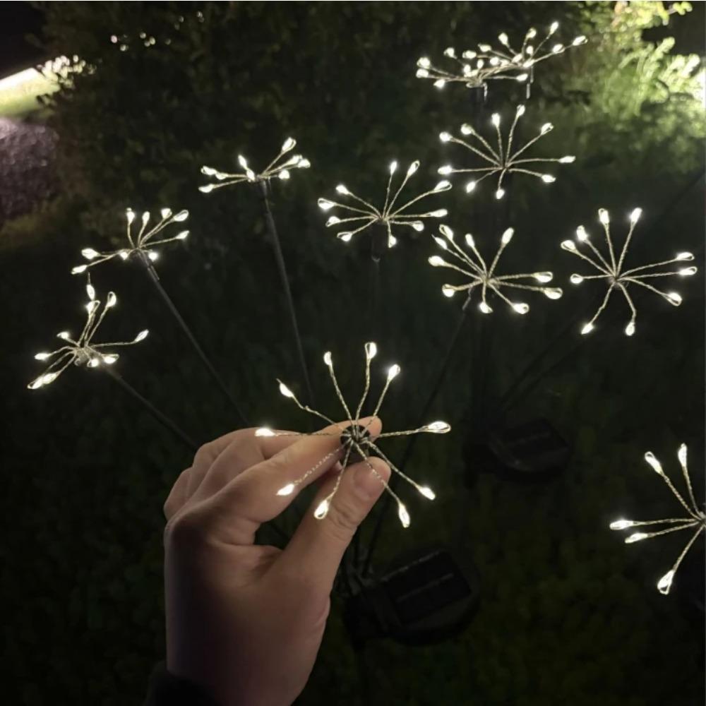 Solar Garden Lights Twinkling Firework Lights with 2 Modes 60LED Waterproof Solar-Powered Lamp for Outside Yard Pathway Decor