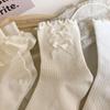Women's Cute Japanese White Ribbon Bow Lace Mid-Calf Summer Socks