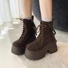Fashion Ankle Boots For Women New 2025 Winter Motorcycle Boots 8.5CM Wedge Heels High Platform Shoes Woman Autumn Thick Sole Punk Boots