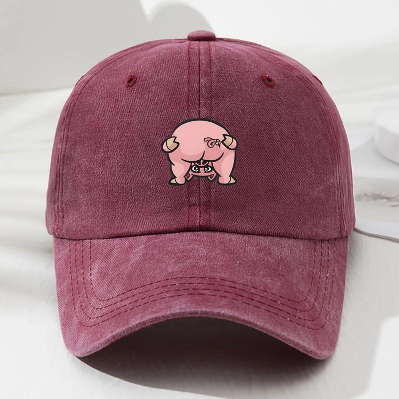 Cute Pink Pig Print Unisex Baseball Cap - Urban Street Style Hat, Suitable for Outdoor Sports and Casual Wear
