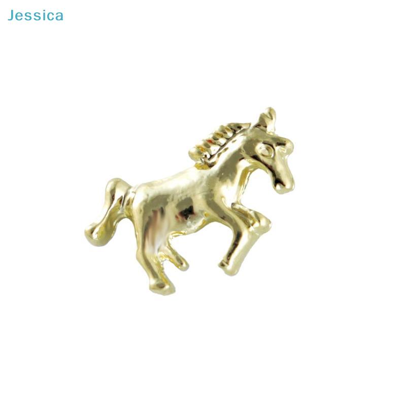 Charms 3D para Nail Art de Cavalo Dourados Prateados Decorações de Unhas em Forma de Animal Acessórios de Manicure DIY Para Design de Unhas da Moda