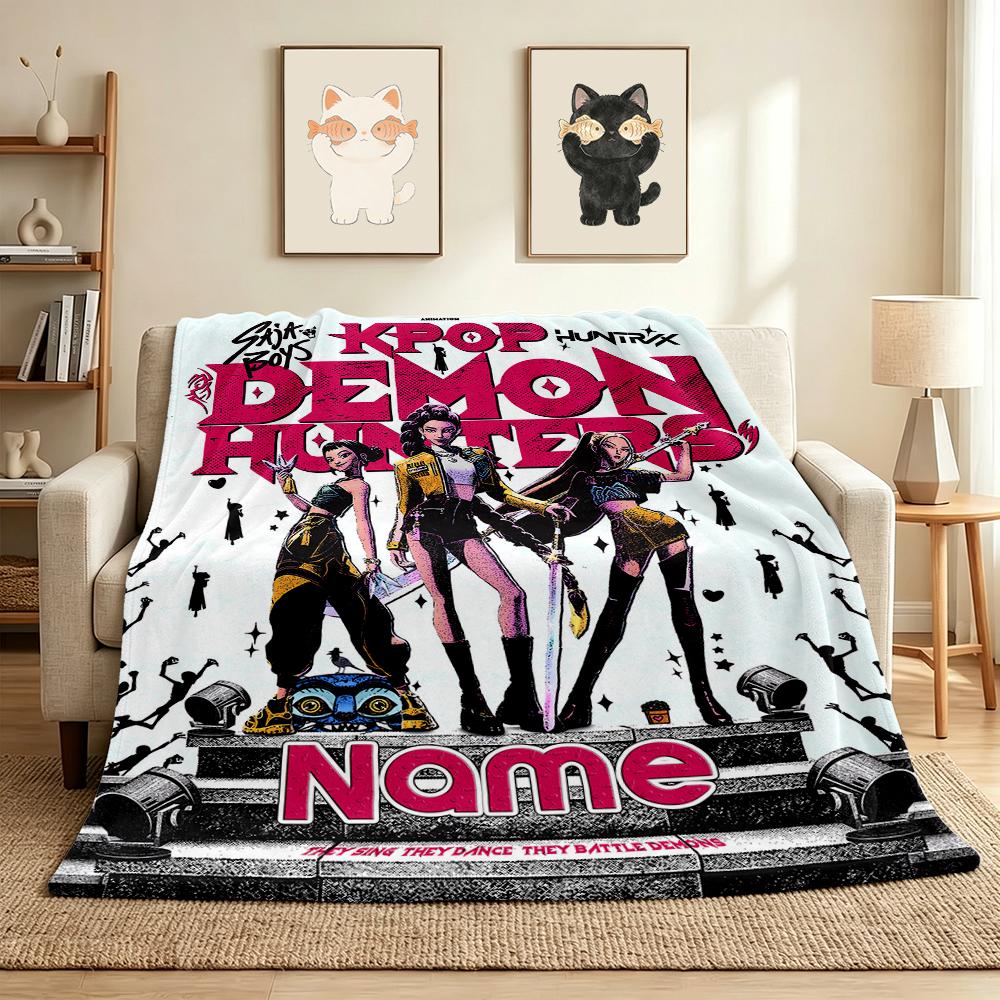 Custom Name Sword Warrior Flannel Blanket Throw Blanket Soft Warm Sofa Bed Home Decor Unique Gift