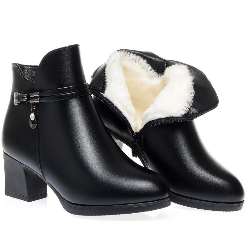 

Хлопковые туфли для женщин среднего возраста, зимние, на среднем каблуке, больших размеров, зимние туфли на каждый день, короткие ботинки, утепленные бархатом, теплые, модные ботинки EU34/CN35