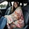 Cute Gnome Couple Flannel Blanket Heart Pattern Warm Throw Lightweight Cozy Cover for Living Room Christmas Valentine's Day Gift