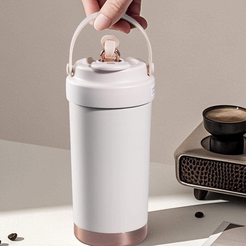 Ceramic Interior Thermal Cup for Women Large Capacity Double Layer Insulated Straw Water Bottle Leak Proof Drinkware