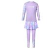 HuiLi 2025 Girls' Long-Sleeve Two-Piece Swimsuit Set for Middle School Students