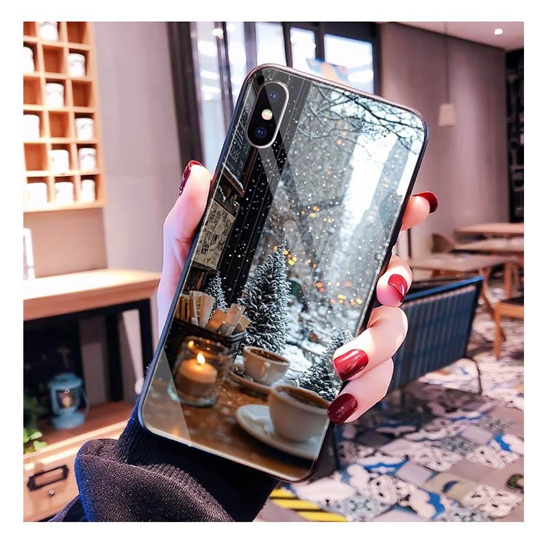 Santa Christmas Tree Glass Phone Case For iPhone 17 Pro Max Air 17 16 15 14 13 Pro Max 15 16 Pro 15Plus Case