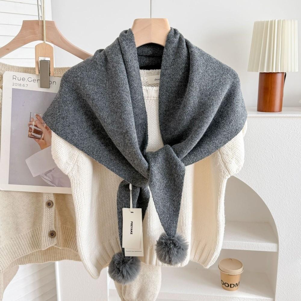 Soft Thick Triangle Knit Scarf Cross Tie Shoulder Cover for Cold Weather Casual Wear