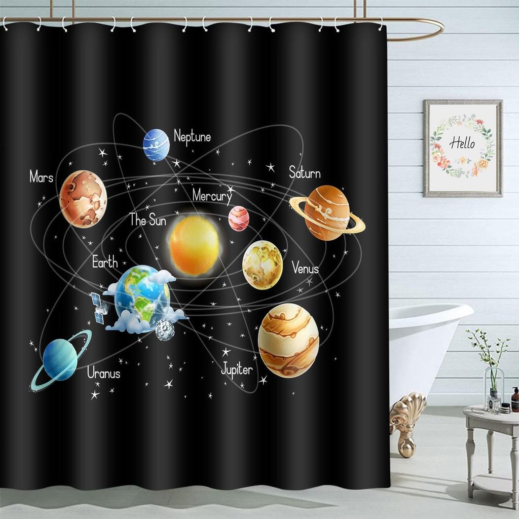 Colorful Circle Art Rainbow Shower Curtains Bathroom Curtain Waterproof with Hooks 72x72 Inch for Men Women Boys Girls