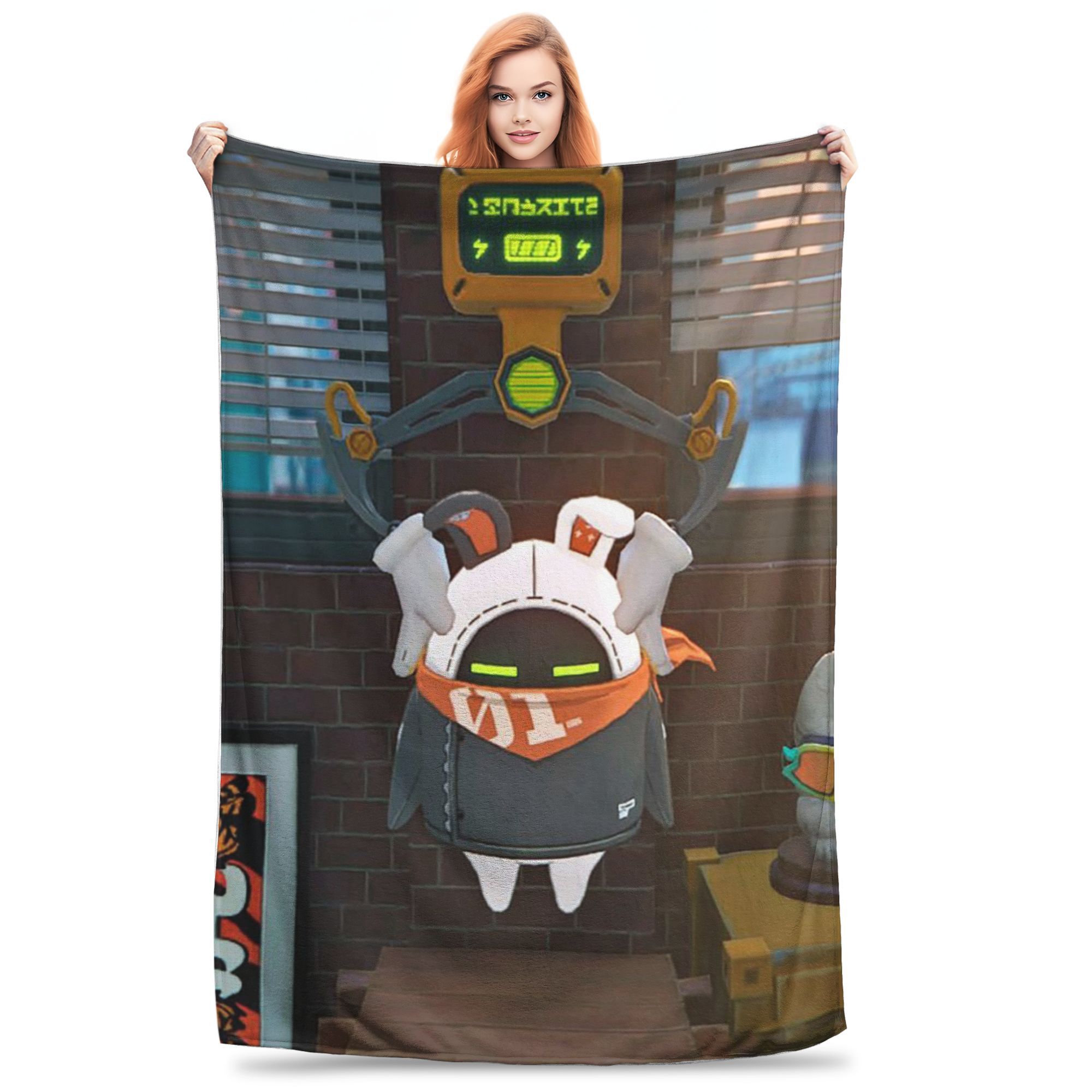 

Flannel Throw Blanket Zenless Zone Zero Bangboo Orange (5) Warm Plush Blankets Soft Bedding for Bed Living room Home Travel Sofa 80x120cm
