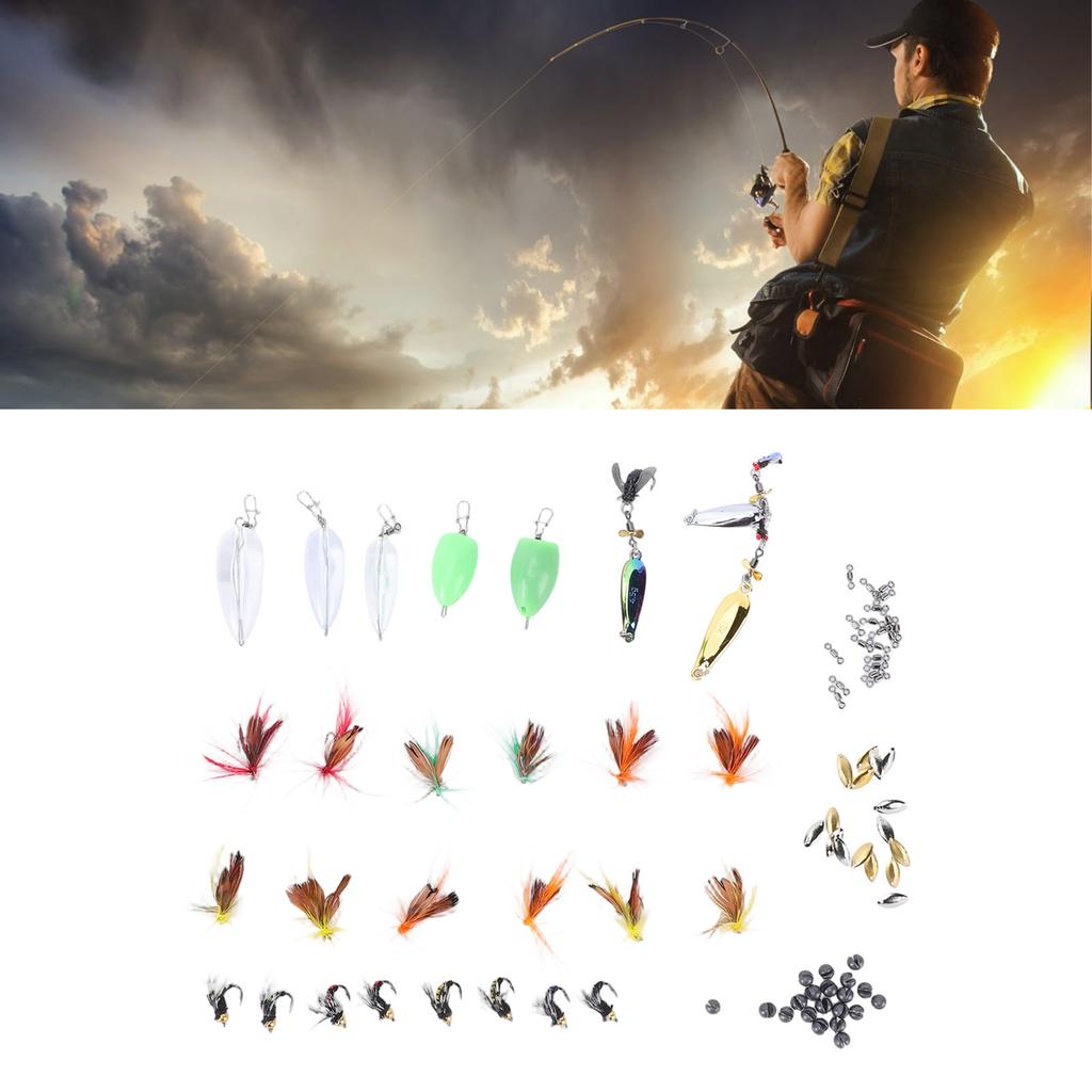 Fly Fishing Kit 88 Pcs Exquisite Lifelike Fishing Lures Hook Sequin Accessories Set