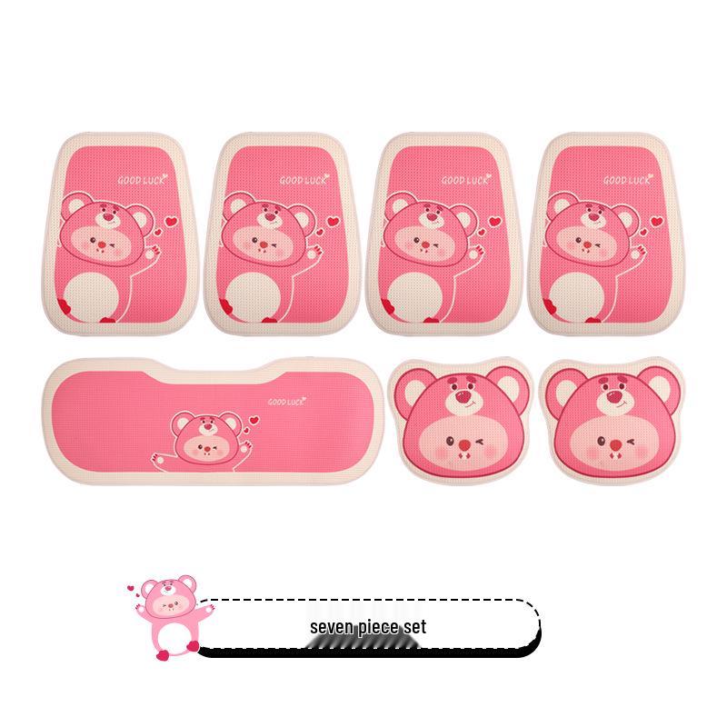 Pink Cartoon Beaver Women's All-Season Car Seat Cushion for BYD Seagull Dolphin.