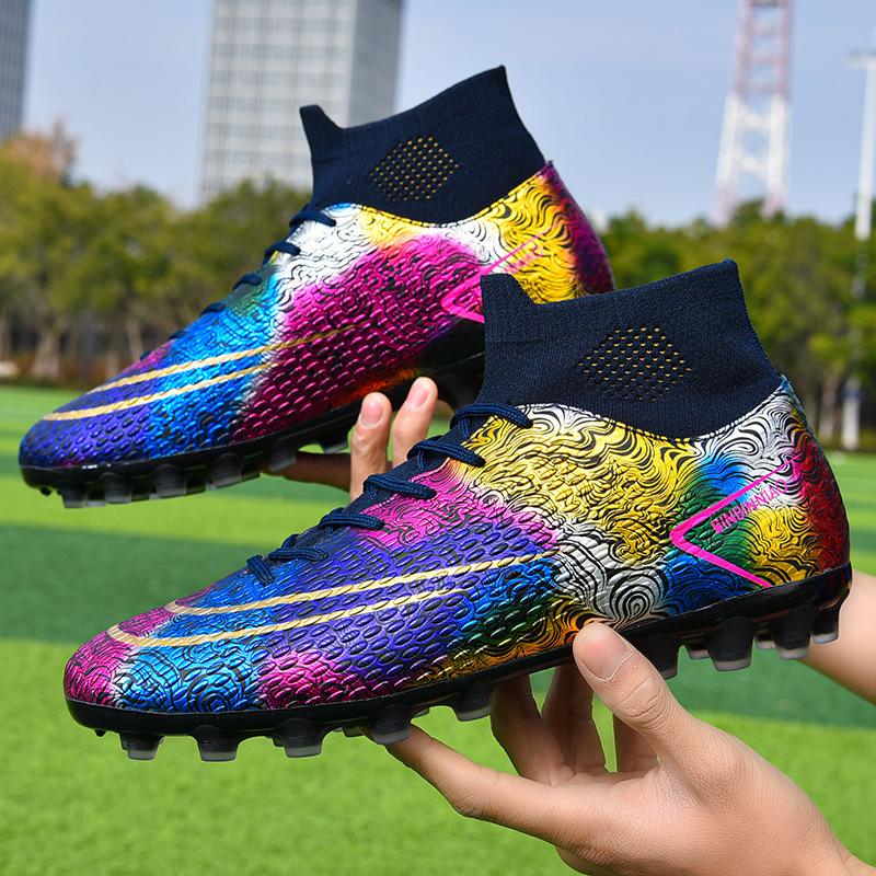 Spring and summer new men's outdoor sports shoes fashion abstract style football shoes long and short nail shoes sneakers