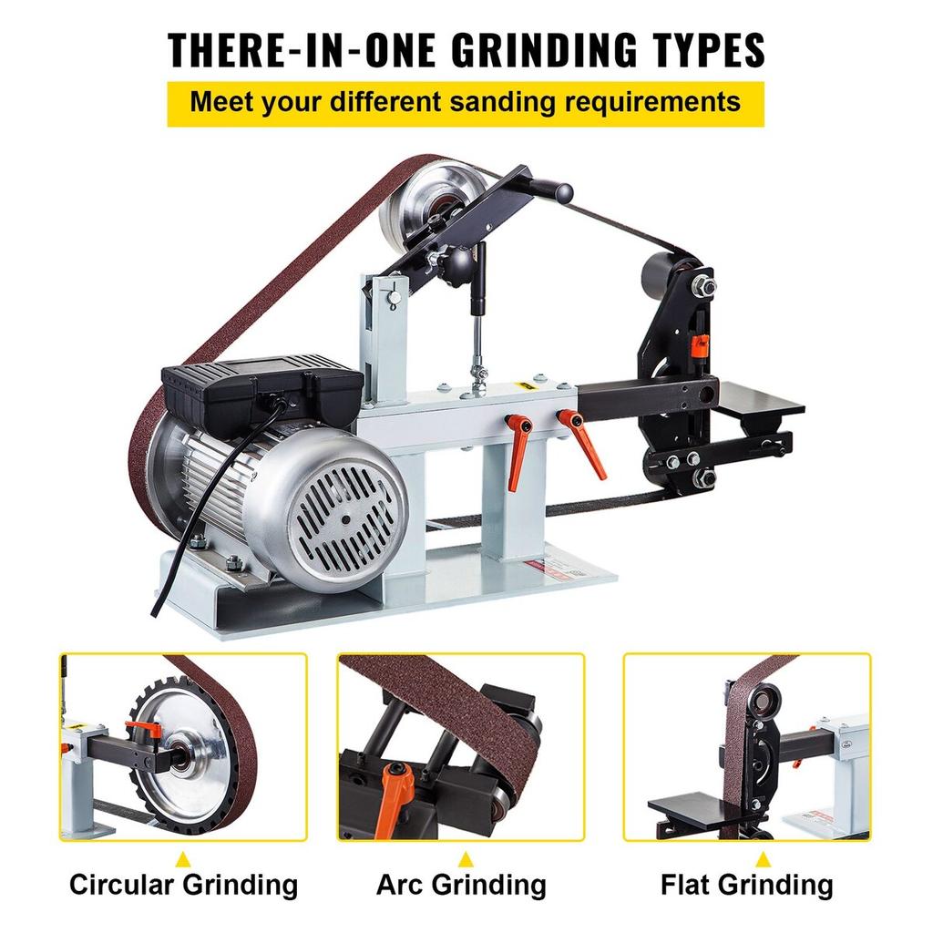 2Hp Belt Grinder Constant Speed 2 X 82 Inch Belt Disc Sander with 3 Grinding Wheel 110V Bench Sander 12 Inch Wheel and Flat Platen Tool Rest for Knife