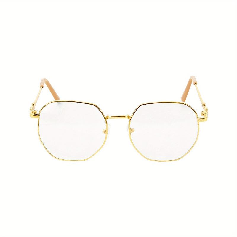 4PCS Ladies' Anti Blue Light Glasses Fashionable Eye Protection Color Changing Korean Version Octagonal Frame Design Metal Frame