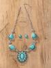 European & American Retro Turquoise Necklace and Earring Set