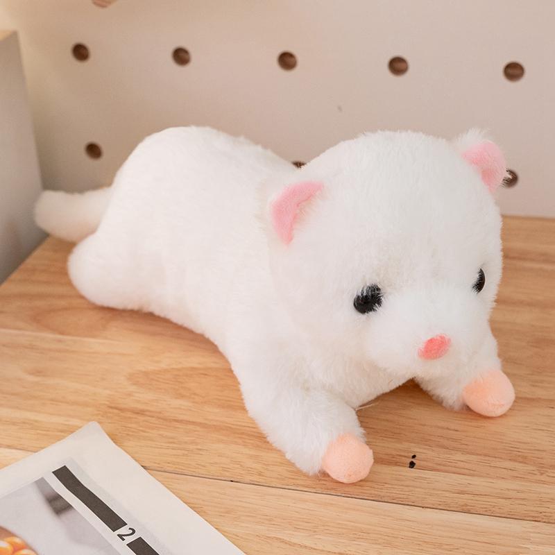 Peluche Anglo Visone Bambola sdraiata Giocattolo Furetto Piccolo Colori Marrone Bianco Peluche Abbracciabile Compagno per Dormire Regalo