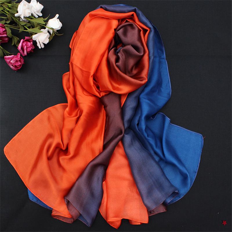 LaMaxPa 2019 New Soft Women Gradient Silk Scarf Autumn Winter Long Bandana Shawls and Wraps Female Hijab Luxury Echarpe Pashmina