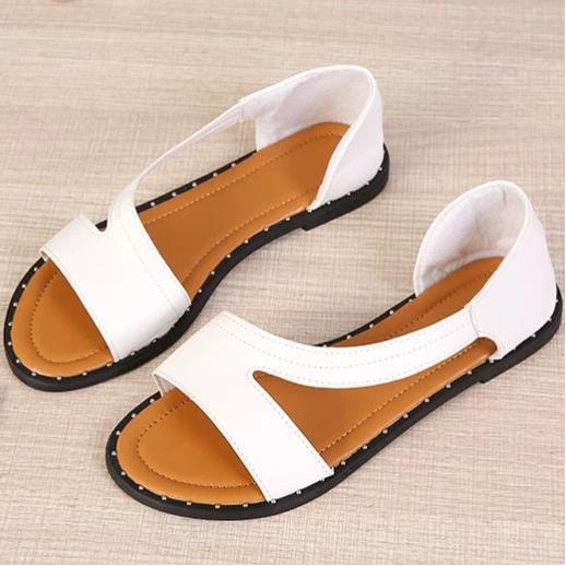 Roman Style Plus Size Fish Mouth Straight Flat Sandals With Open Toe Women's Shoes